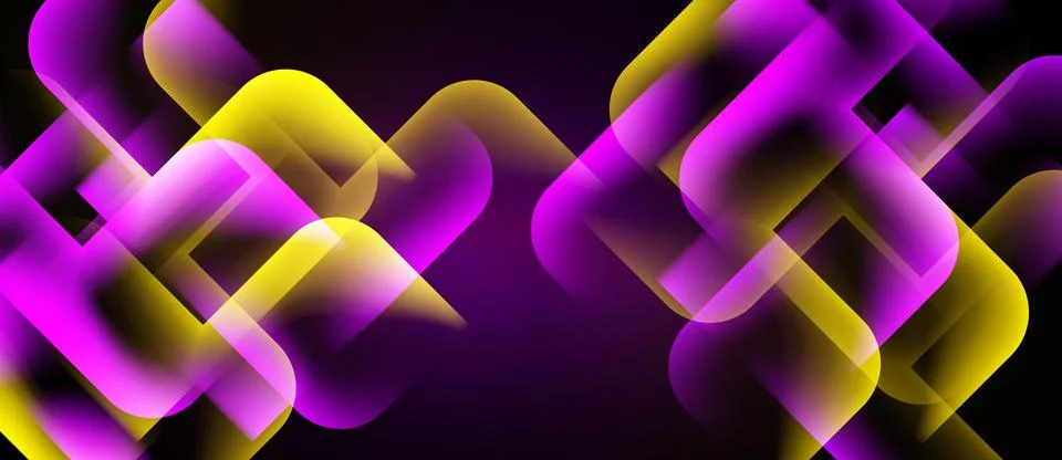 Abstract design features interwoven purple, yellow ribbons. Gradient effect 스톡 일러스트