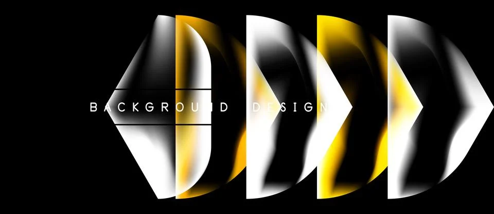 Abstract design features layered arrows, gold accents, gray tones. Minimalist Stock Illustration