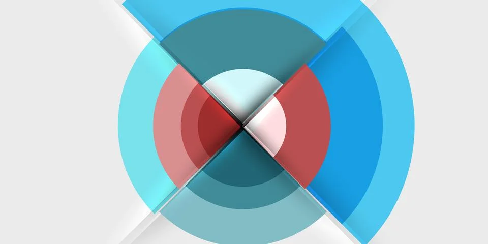 Abstract design features layered circles, intersecting shapes. Colors include Stock Illustration