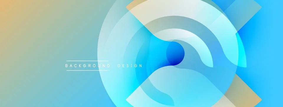 Abstract design features layered circles, gradient colors. Blue, teal, gold hues 库存插图