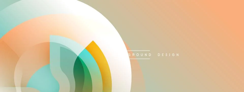 Abstract design features layered circles, soft colors. Gradient background 스톡 일러스트