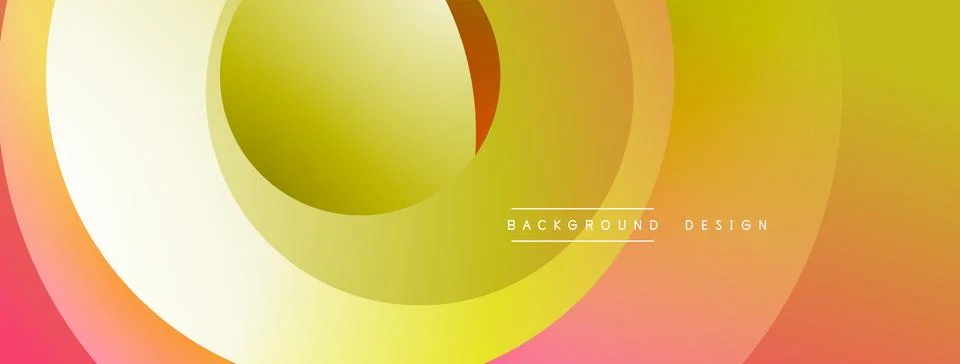 Abstract design features layered circles, warm color gradients. Yellows, oranges 스톡 일러스트