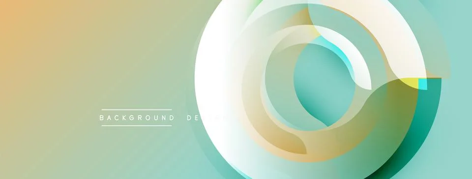 Abstract design features layered circles, soft colors. Gradient background Illustrazione stock