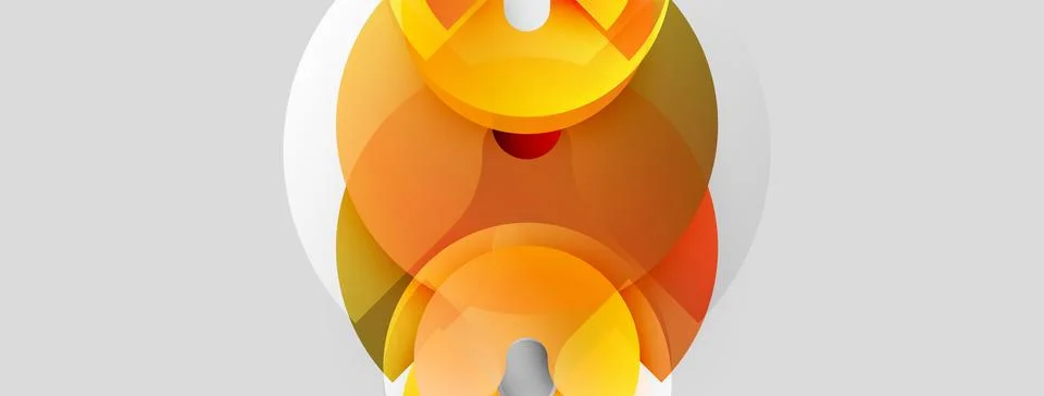Abstract design features layered circles, warm orange hues, subtle gradients. Stock Illustration