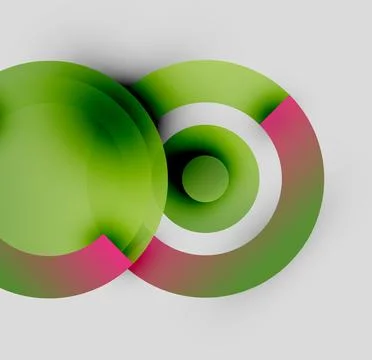 Abstract design features layered circles, green, white, pink hues. Minimalist Stock Illustration