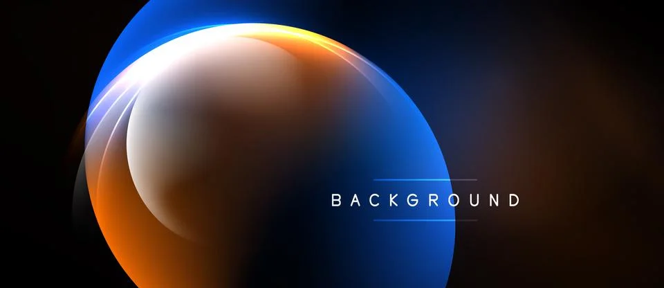 Abstract design features layered circles, vibrant colors, dark background. Stock Illustration