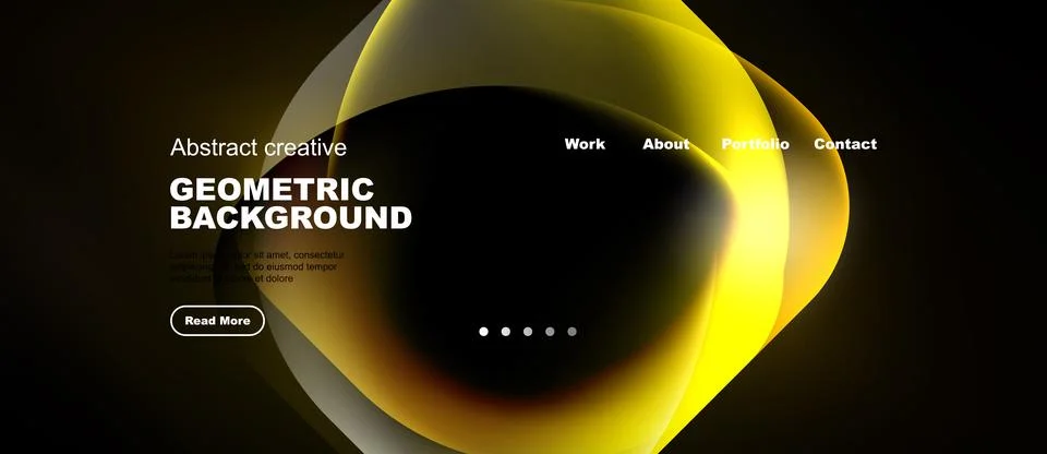 Abstract design features layered circles, yellow hues, dark backdrop. Website イラスト素材