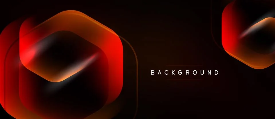 Abstract design features layered geometric shapes. Red, orange gradients Stock Illustration