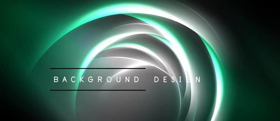 Abstract design features layered glowing circles. Dark background contrasts Stockillustratie