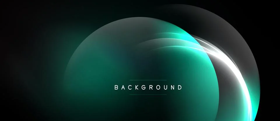 Abstract design features layered glowing circles. Teal, white hues create m.. Stock Illustration