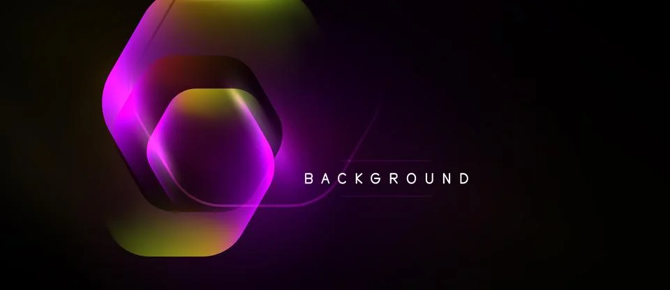 Abstract design features layered hexagons, vibrant purple, gold gradients. Da 스톡 일러스트