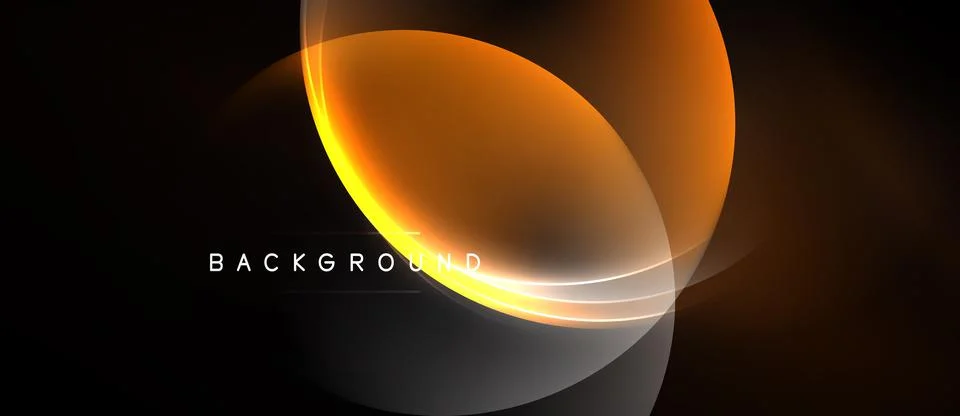 Abstract design features layered orange circles, glowing effect, dark backg.. Stock Illustration