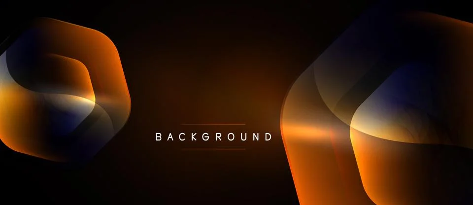 Abstract design features layered orange, blue shapes. Dark background empha.. Stock Illustration