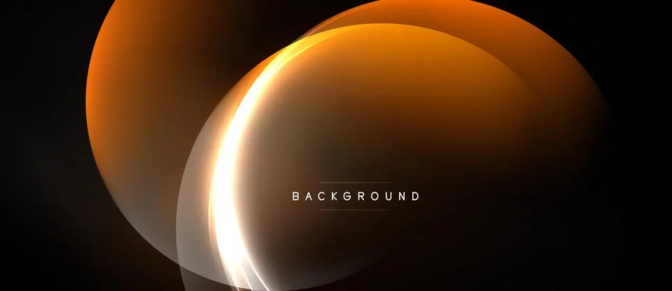 Abstract design features layered orange curves over black background. Minim.. Stock Illustration