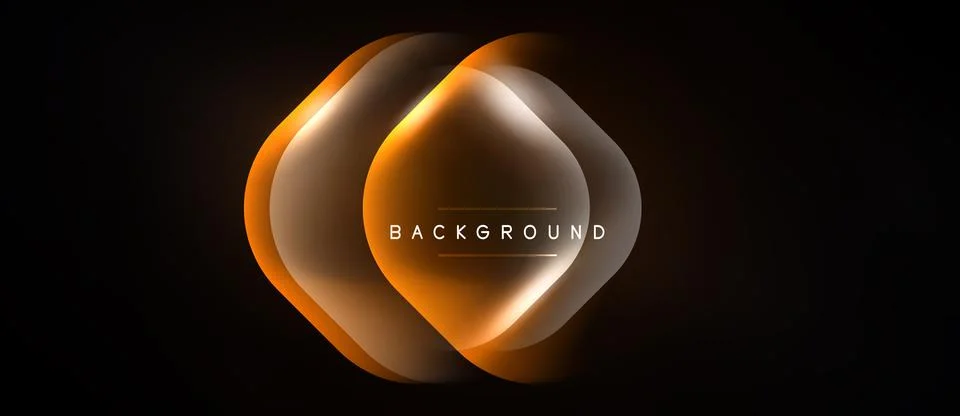 Abstract design features layered orange shapes over black background. Text .. Stockillustratie