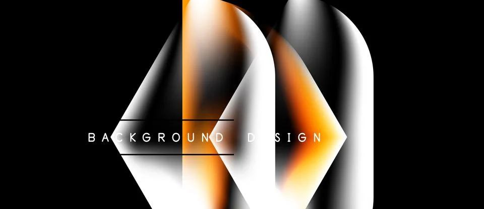 Abstract design features layered orange, white shapes. Metallic effect create Stock Illustration