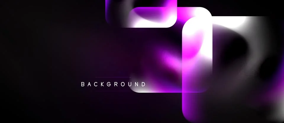 Abstract design features layered purple, white shapes over black background. Ilustração Stock