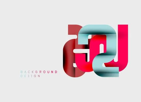 Abstract design features layered red, blue shapes. Minimalist composition wit Stock Illustration
