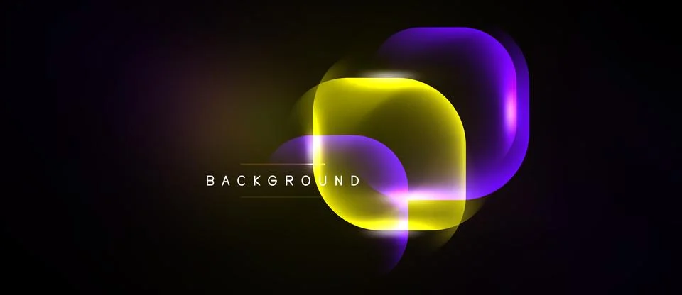 Abstract design features layered rounded squares. Vibrant yellow, purple hues Stock Illustration