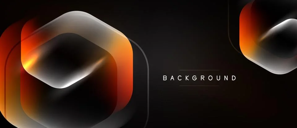 Abstract design features layered shapes, gradients. Orange, silver tones イラスト素材