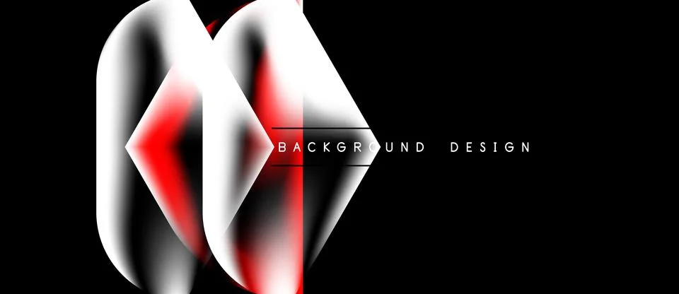 Abstract design features layered shapes, red, white, black. Minimalist aest.. Stock Illustration