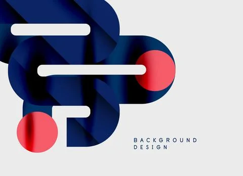 Abstract design features layered shapes, dark blues, pink accents. Minimalist Stock Illustration