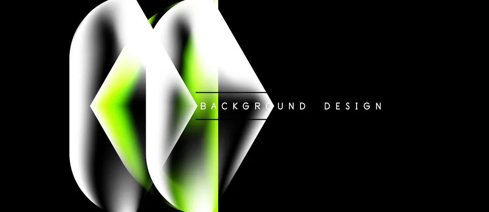 Abstract design features layered shapes, vibrant green highlights, gray sha.. Stock Illustration