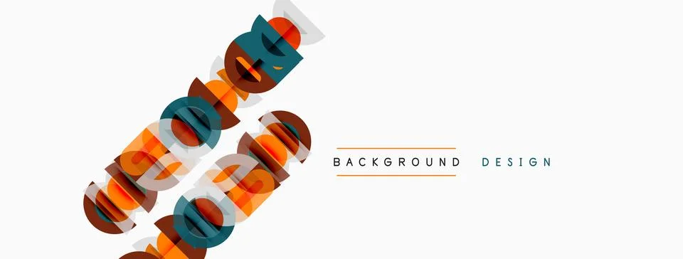Abstract design features layered text elements, vibrant colors, neutral Stock Illustration