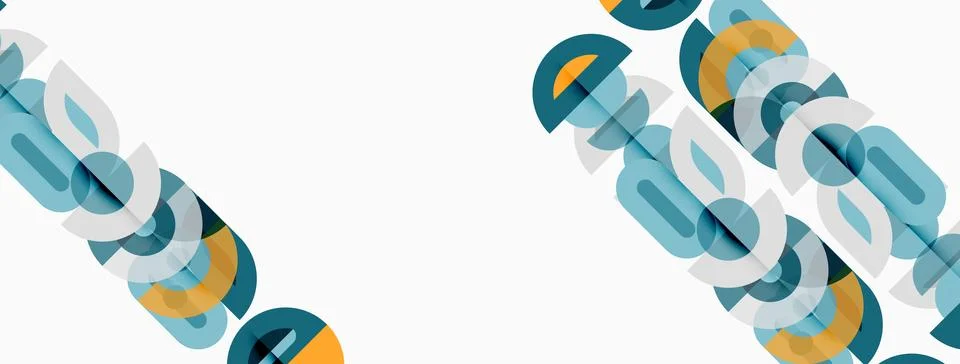Abstract design features layered text elements. Blue, orange, teal hues creat イラスト素材
