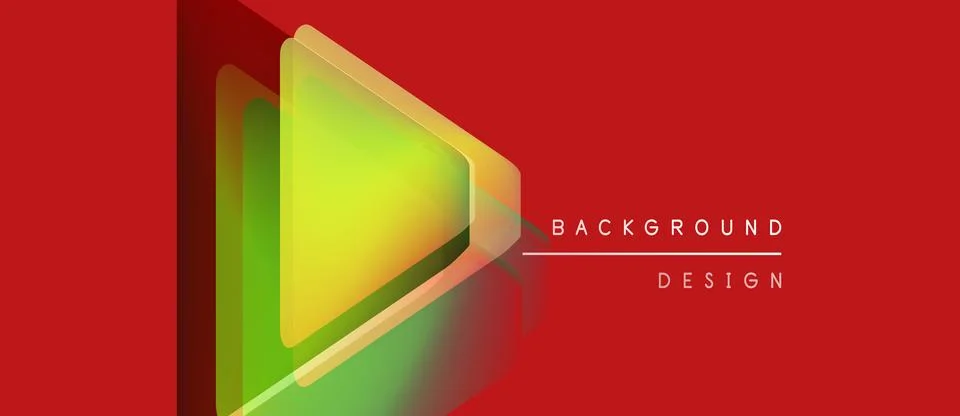 Abstract design features layered triangles. Bright colors blend, creating 库存插图