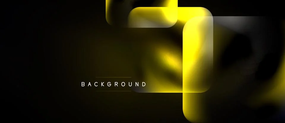 Abstract design features layered yellow rectangles over black background. M.. Stock Illustration