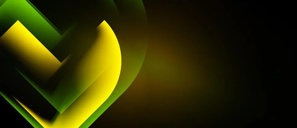 Abstract design features layered yellow, green shapes. Dark background create Stock Illustration