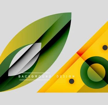 Abstract design features leaf shape, geometric elements. Yellow, green gradients Illustrazione stock