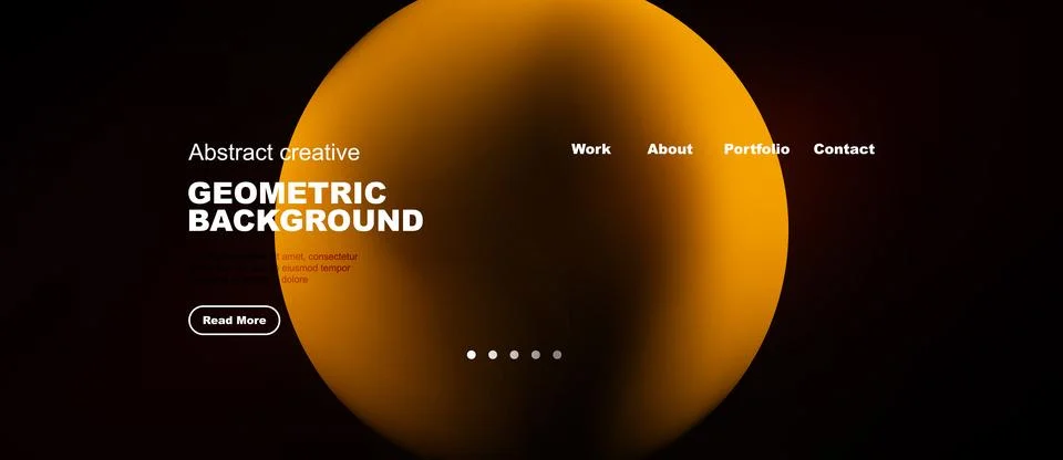 Abstract design features orange circle, dark background. Text includes geom.. Stock Illustration