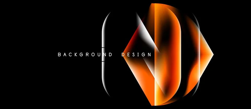 Abstract design features orange glow, white lines against black background. Stock Illustration