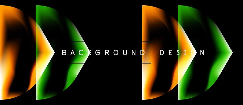 Abstract design features orange, green gradients. Shapes suggest forward mo.. Stock Illustration