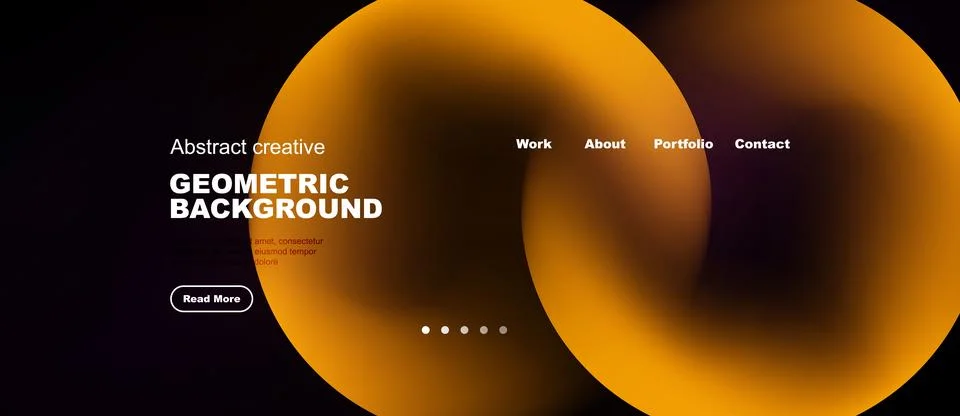 Abstract design features orange overlapping shapes. Minimalist website layout Stock Illustration
