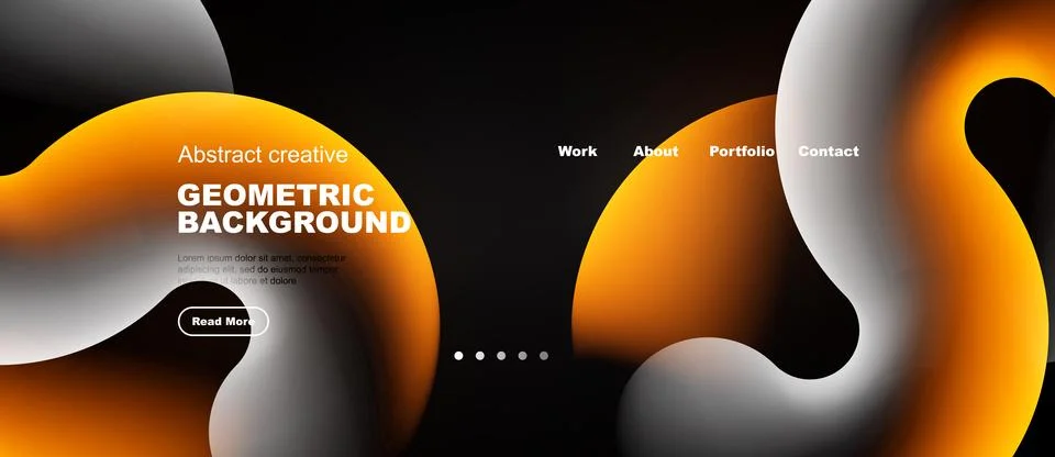 Abstract design features orange, white shapes. Dark background highlights flu Stock Illustration