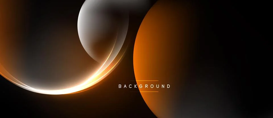 Abstract design features orange, white curves over black background. Modern Ilustração Stock