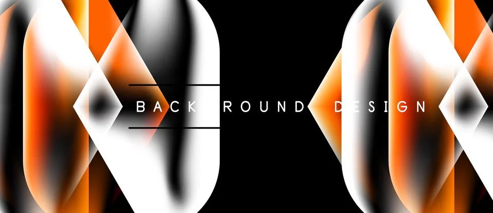 Abstract design features orange, white gradients. Geometric shapes create Stock Illustration