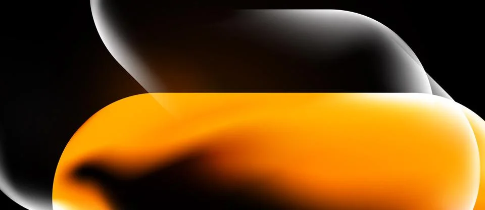 Abstract design features orange, white, black shapes. Smooth gradients create Stock Illustration