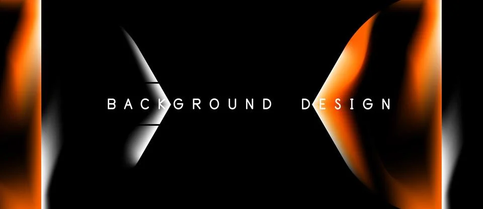 Abstract design features orange, white streaks over black background. Text .. Stock Illustration