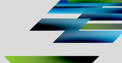 Abstract design features overlapping blue, green rectangles. Gradient shades Stock Illustration