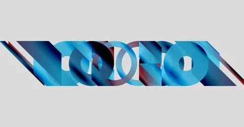 Abstract design features overlapping blue shapes. Circular forms intersect with Stock Illustration