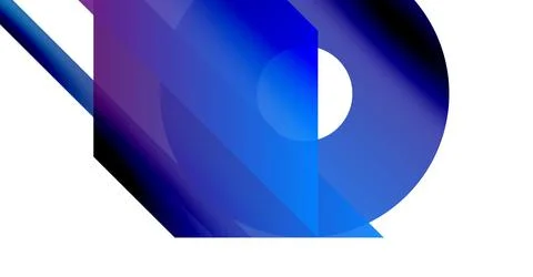 Abstract design features overlapping blue, purple shapes. Gradient colors create Illustrazione stock
