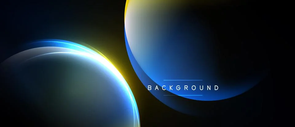 Abstract design features overlapping blue, yellow gradients. Dark background Illustrazione stock