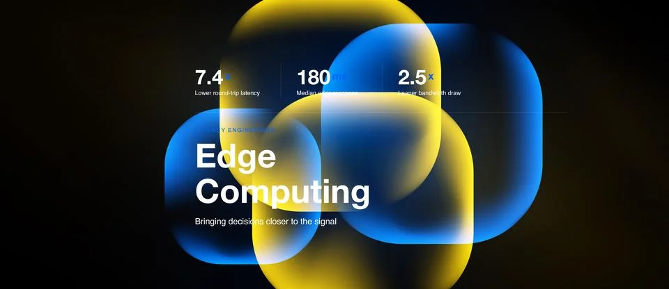 Abstract design features overlapping blue, yellow shapes. Text highlights Edg 스톡 일러스트