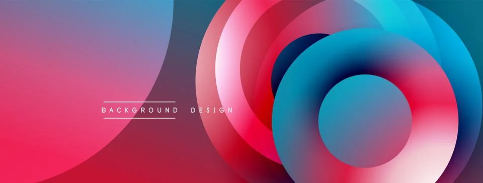 Abstract design features overlapping circles, vibrant gradients. Colors Stock Illustration