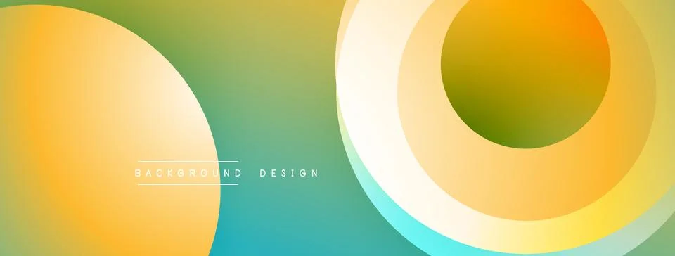 Abstract design features overlapping circles, gradients. Colors include yellow, 스톡 일러스트