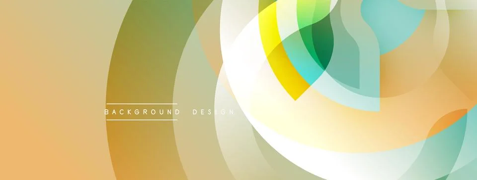 Abstract design features overlapping circles, gradients. Colors include beige, 库存插图